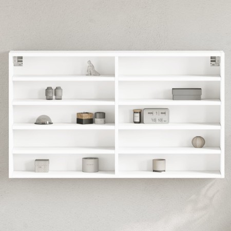 Vitrina de madera ingeniería blanca 100x15x58 cm by , Shelves and shelves - Ref: Foro24-847926, Price: 64,24 €, Discount: %