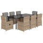 Set comedor de jardín 9 pzas con cojines ratán sintético beige by , Garden sets - Ref: Foro24-3262881, Price: 1,00 €, Discoun...