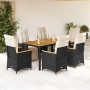 Set de mesa y sillas de jardín 7 pzas y cojines ratán PE negro von , Gartensets - Ref: Foro24-3276962, Preis: 853,76 €, Rabat...