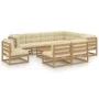 Set de muebles de jardín 10 pzs cojines madera pino marrón miel de vidaXL, Conjuntos de jardín - Ref: Foro24-3076842, Precio:...