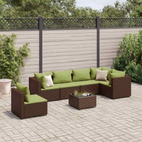 Set muebles de jardín 7 piezas y cojines ratán sintético marrón von , Gartensets - Ref: Foro24-3308182, Preis: 532,65 €, Raba...