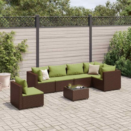 Set muebles de jardín 7 piezas y cojines ratán sintético marrón von , Gartensets - Ref: Foro24-3308182, Preis: 532,65 €, Raba...