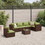 Set muebles de jardín 7 piezas y cojines ratán sintético marrón de , Conjuntos de jardín - Ref: Foro24-3308182, Precio: 496,52 €