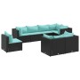 Set de muebles de jardín 8 pzas y cojines ratán sintético negro by , Garden sets - Ref: Foro24-3308196, Price: 610,19 €, Disc...