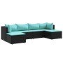 Set muebles de jardín 6 piezas y cojines ratán sintético negro by , Garden sets - Ref: Foro24-3308244, Price: 384,18 €, Disco...