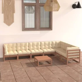 Garden furniture set 8 pcs honey brown pine wood cushions by vidaXL, Garden sets - Ref: Foro24-3076802, Price: 785,35 €, Disc...