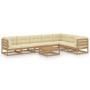 Garden furniture set 8 pcs honey brown pine wood cushions by vidaXL, Garden sets - Ref: Foro24-3076802, Price: 785,24 €, Disc...