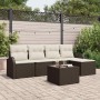 Conjunto de sofá de jardín con cojín 6 pcs Marrón Poliratán