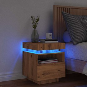 Mesita de noche con luces LED roble artisan 40x39x48,5 cm by , Nightstands - Ref: Foro24-857660, Price: 72,72 €, Discount: %