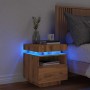 Mesita de noche con luces LED roble artisan 40x39x48,5 cm de , Mesitas de noche - Ref: Foro24-857660, Precio: 73,27 €, Descue...