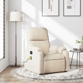 Sillón reclinable de masaje tela de microfibra beige de , Sillones - Ref: Foro24-373461, Precio: 274,96 €, Descuento: -5%%
