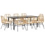 Juego comedor jardín 9 pzas cojines ratán sintético marrón by , Garden sets - Ref: Foro24-3334561, Price: 647,29 €, Discount: %