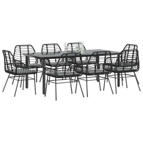 Set de comedor jardín 9 piezas cojines ratán polivinílico negro von , Gartensets - Ref: Foro24-3334554, Preis: 694,20 €, Raba...