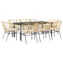 Juego comedor jardín 9 pzas cojines ratán sintético marrón by , Garden sets - Ref: Foro24-3334610, Price: 523,37 €, Discount: %