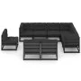Set de muebles de jardín 10 pzas con cojines madera pino negro de vidaXL, Conjuntos de jardín - Ref: Foro24-3076843, Precio: ...