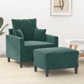 Sillón con taburete terciopelo verde oscuro 60 cm by , Sofas - Ref: Foro24-3201099, Price: 221,68 €, Discount: %