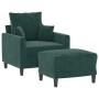 Sillón con taburete terciopelo verde oscuro 60 cm by , Sofas - Ref: Foro24-3201099, Price: 221,68 €, Discount: %