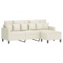 Sofá de 3 plazas con taburete de terciopelo crema 180 cm by , Sofas - Ref: Foro24-3201115, Price: 352,32 €, Discount: %