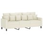 Sofá de 3 plazas con taburete de terciopelo crema 180 cm by , Sofas - Ref: Foro24-3201115, Price: 352,32 €, Discount: %