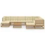Garden furniture set, 10 pieces, with cushions, made of brown honey pine wood. by vidaXL, Garden sets - Ref: Foro24-3076812, ...