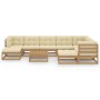 Gartenmöbel Set 10 Stück Kissen Honig Braun Kiefer Holz von vidaXL, Gartensets - Ref: Foro24-3076812, Preis: 878,74 €, Rabatt: %