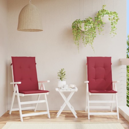Cojín silla de jardín respaldo alto 2 uds tela rojo 120x50x3 cm by , Cushions for chairs and sofas - Ref: Foro24-314113, Pric...