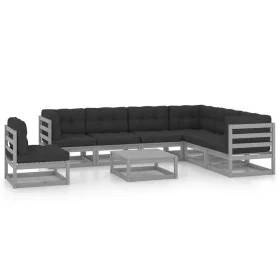 8-piece garden furniture set with gray pine wood cushions by vidaXL, Garden sets - Ref: Foro24-3076821, Price: 727,95 €, Disc...