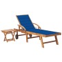 Tumbona con mesa y cojín madera maciza de teca by , Loungers - Ref: Foro24-3063031, Price: 298,91 €, Discount: %