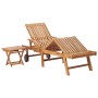 Tumbona con mesa y cojín madera maciza de teca by , Loungers - Ref: Foro24-3063031, Price: 298,91 €, Discount: %