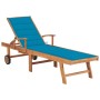 Tumbona con cojín azul madera maciza de teca von , Liegen - Ref: Foro24-3063010, Preis: 273,91 €, Rabatt: %