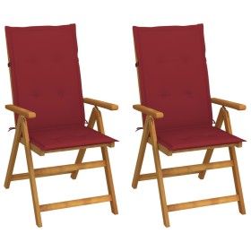 Sillas de jardín reclinables 2 uds madera maciza acacia cojines de , Sillas de jardín - Ref: Foro24-3064068, Precio: 172,69 €...