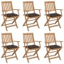 Sillas de jardín plegables 6 uds y cojines madera maciza acacia de , Sillas de jardín - Ref: Foro24-3065484, Precio: 331,79 €...