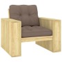 Silla de jardín y cojines gris taupe madera pino impregnada by , Garden chairs - Ref: Foro24-3065749, Price: 179,20 €, Discou...