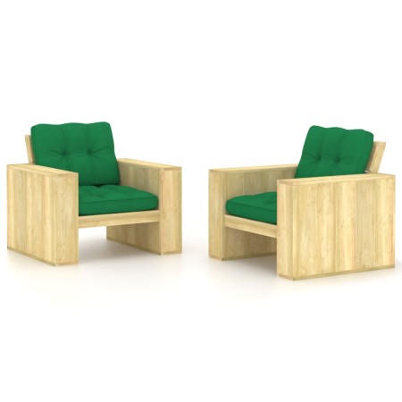 Sillas de jardín cojines 2 uds verde madera de pino impregnada von , Gartenstühle - Ref: Foro24-3065794, Preis: 395,03 €, Rab...