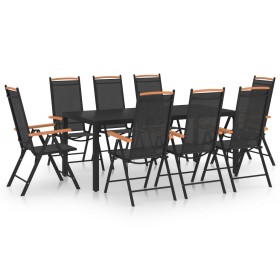 Juego de comedor de jardín 9 piezas aluminio negro by , Garden sets - Ref: Foro24-3070627, Price: 820,84 €, Discount: %