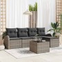 Conjunto de sofá de jardín con cojín 6 pcs Gris Poliratán