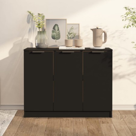 Aparador de madera contrachapada negro 90,5x30x70 cm de , Aparadores - Ref: Foro24-811188, Precio: 80,42 €, Descuento: %
