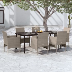 Juego de comedor de jardín 7 piezas con cojines beige y negro by , Garden sets - Ref: Foro24-3099297, Price: 599,64 €, Discou...