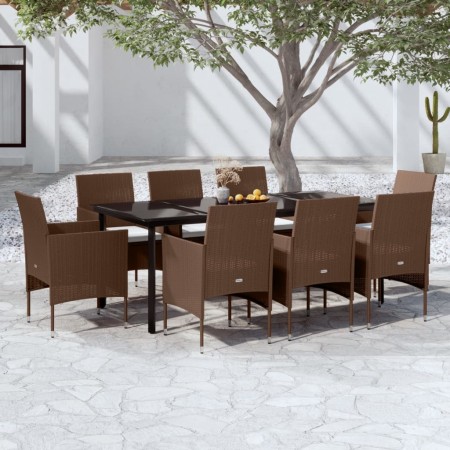 Juego de comedor para jardín 9 piezas y cojines marrón y negro von , Gartensets - Ref: Foro24-3099304, Preis: 734,63 €, Rabat...