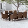 Juego de comedor para jardín 9 piezas y cojines marrón y negro von , Gartensets - Ref: Foro24-3099304, Preis: 734,63 €, Rabat...
