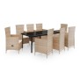 Juego de comedor de jardín 9 piezas con cojines beige von , Gartensets - Ref: Foro24-3099442, Preis: 1,00 €, Rabatt: %