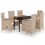 Juego de comedor de jardín 7 piezas con cojines beige by , Garden sets - Ref: Foro24-3099440, Price: 806,10 €, Discount: %