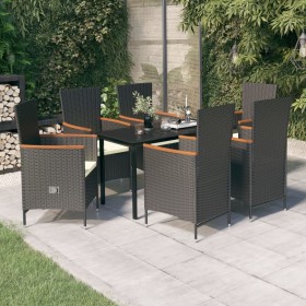 Juego de comedor de jardín 7 piezas con cojines negro von , Gartensets - Ref: Foro24-3099428, Preis: 914,92 €, Rabatt: -5%%
