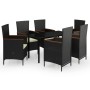 Juego de comedor de jardín 7 piezas con cojines negro by , Garden sets - Ref: Foro24-3099428, Price: 914,92 €, Discount: %