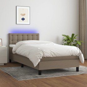 Cama box spring colchón y luces LED gris taupe 80x200 cm Cama box spring colchón y luces LED gris taupe 80x200 cm