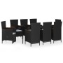 Juego de comedor de jardín 9 piezas con cojines negro by , Garden sets - Ref: Foro24-3099468, Price: 1,00 €, Discount: %