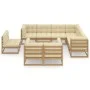 Set de muebles de jardín 10 pzs cojines madera pino marrón miel de vidaXL, Conjuntos de jardín - Ref: Foro24-3076862, Precio:...