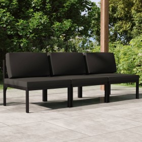 Sofá de jardín de 3 plazas con cojines aluminio gris antracita by , Garden sets - Ref: Foro24-3107783, Price: 528,82 €, Disco...
