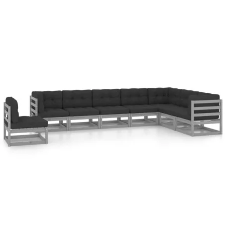 8-piece garden furniture set with gray pine wood cushions by vidaXL, Garden sets - Ref: Foro24-3076826, Price: 797,80 €, Disc...