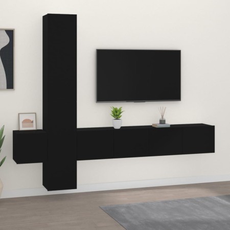 Set de muebles para TV 5 piezas madera contrachapada negro von , TV-Möbel - Ref: Foro24-3114247, Preis: 197,93 €, Rabatt: -5%%